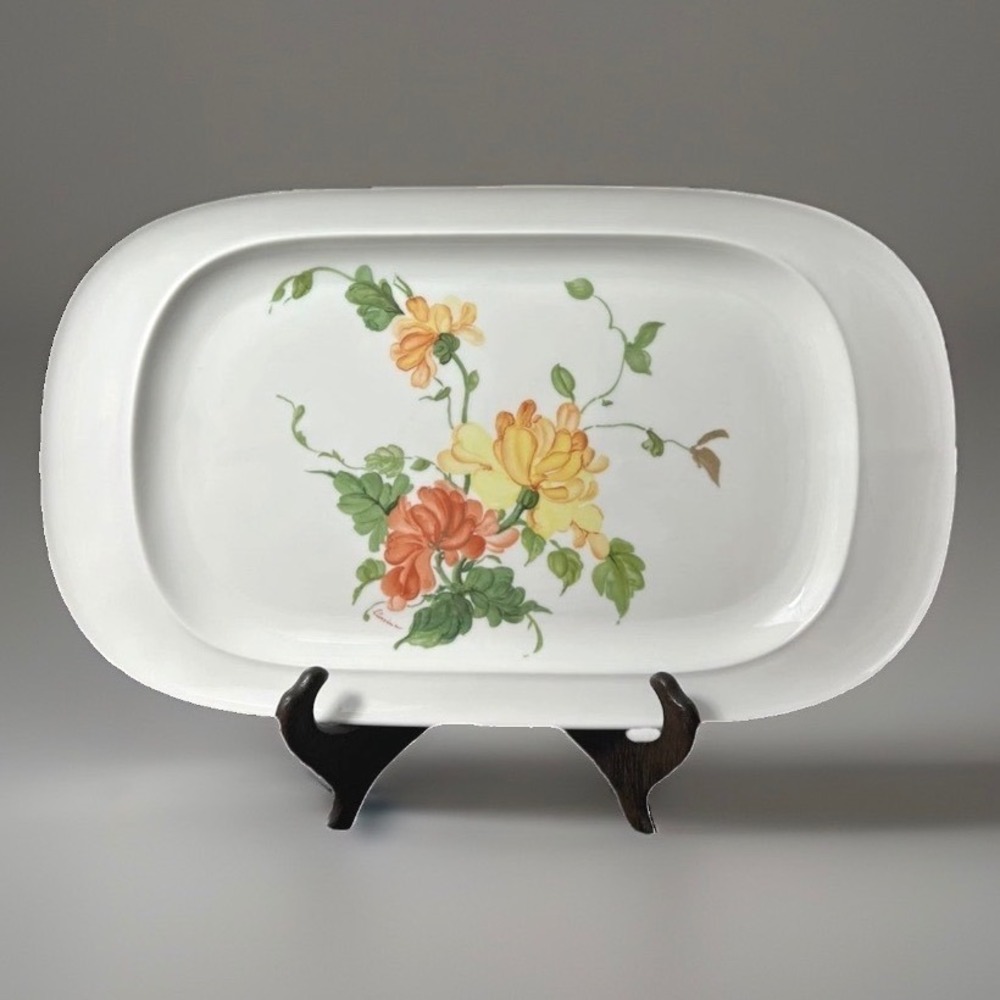 Kaiser Lauriane Platter Floral White  Oval Serving Porcelain W Germany